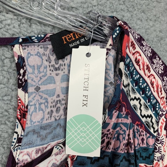 RENEE C Womens Blouse Size XL Stitch Fix Boho 3/4 Sleeve Keyhole Crossfront NWT - Picture 10 of 14